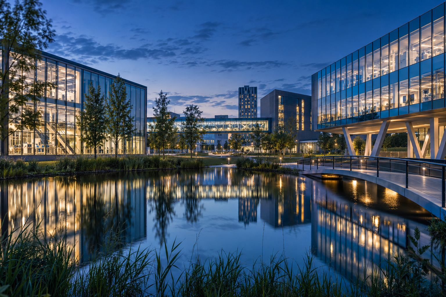 AI-generated illustrative Dutch technology campus